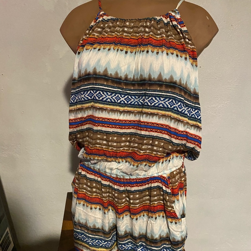 Colorful Striped Halter Romper